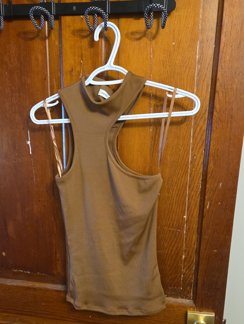 Anine Bing Ribbed High-Neck Racerback Tank - Brown